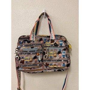 vintage y2k harajuku gwen stefani rainbow black kawaii gym bag